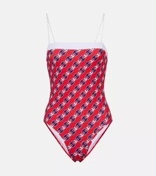Печатный купальник Gucci, Red/Blue/Mc