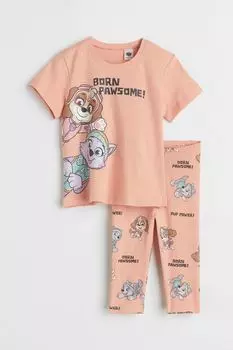 Печатный набор из 2 предметов H&amp;M, светло-оранжевый/щенячий патруль