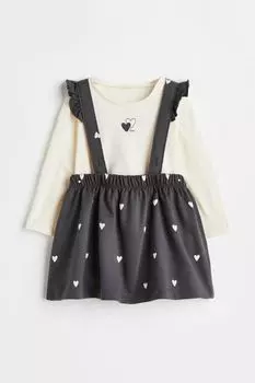 Печатный набор из 2 предметов H&amp;M, темно-серый/сердце