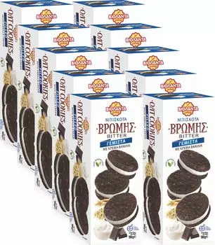 Печенье двойное с начинкой темное какао-овсяное печенье с ванильным кремом 1800г из Греции Violanta