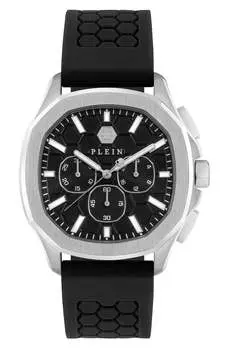 $pectre Chrono Силиконовые часы PHILIPP PLEIN, цвет black/stainless steel/black