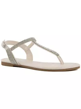 PEDRA Женские сандалии на плоской подошве с ремешком на щиколотке Sugar, слоновая кость