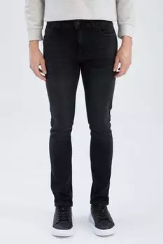 Pedro Slim Fit Джинсовые брюки узкого кроя с нормальной талией и узкими штанинами DeFacto, черный