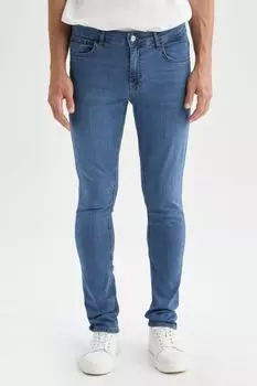 Pedro Slim Fit Джинсовые брюки узкого кроя с нормальной талией и узкими штанинами DeFacto, синий