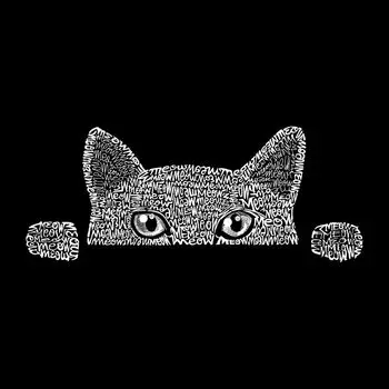 Peeking Cat — мужская футболка с рисунком Word Art LA Pop Art, черный