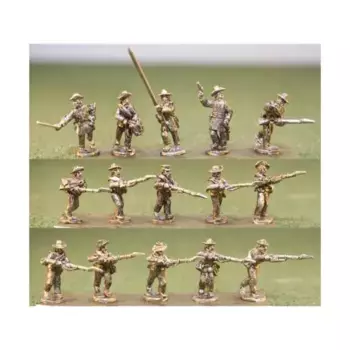 Пехота — Атака с одеялами, мушкетами и командованием, Blue and the Gray Miniatures - Confederate (15mm)