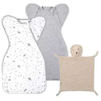 Пеленальное одеяло Мешок для сна с дизайном «Поднятые руки» 2 упаковки 3–6 месяцев, органический хлопок Lion Loveys Мягкое и дышащее защитное одеяло для новорожденных Knirose