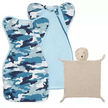 Пеленальное одеяло Мешок для сна с дизайном «Поднятые руки» 2 упаковки 3–6 месяцев, органический хлопок Lion Loveys Мягкое и дышащее защитное одеяло для новорожденных Knirose