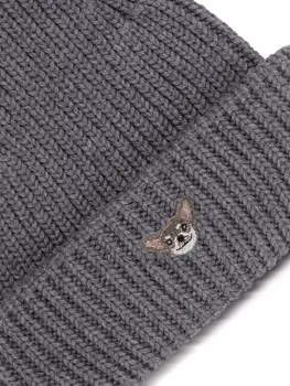 PELO FOUNDATION шапочка с аппликацией в виде собаки, серый