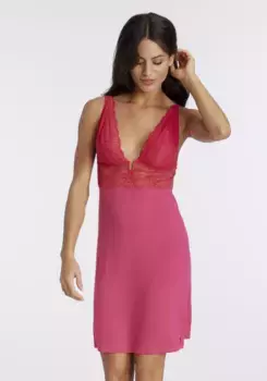 Пеньюар LASCANA с красивыми кружевными деталями, красный