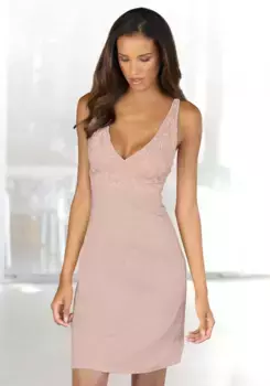 Пеньюар LASCANA с кружевными деталями и регулируемыми бретелями, розовый