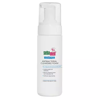 Пенка для лица для жирной кожи clear face antibacterial cleansing foam Sebamed, 150 мл