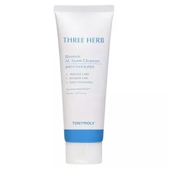 Пенка для умывания Three Herb Blemish Cleansing Foam AC - 150 мл Tony Moly