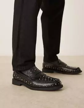 Пенни-лоферы черного цвета с серебряной фурнитурой ASOS DESIGN