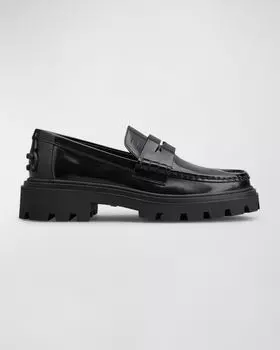 Пенни-лоферы из телячьей кожи с выступающей подошвой Tod's, цвет Black