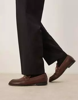 Пенни-лоферы коричневого цвета с золотой фурнитурой ASOS DESIGN