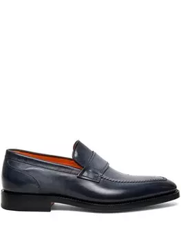 Пенни-лоферы Santoni из кожи с миндалевидным носком, синий