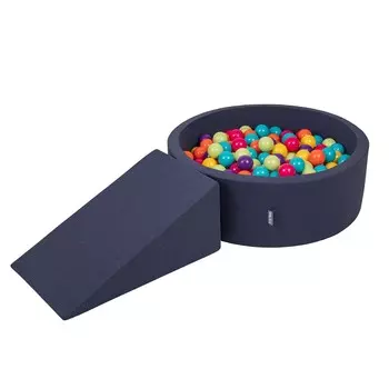 Пенопластовая площадка Kiddymoon Ppzp-Ok30D-112 с шариками Темно-синий: Светло-зеленый-желтый-бирюзовый-оранжевый-темно-розовый-фиолетовый Бассейн 200/Клин L