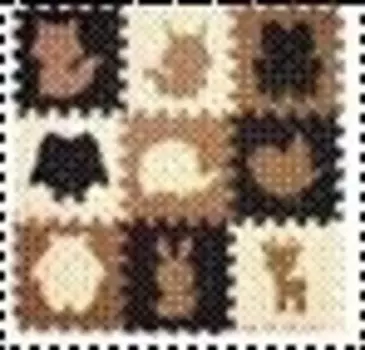 Пенопластовый коврик-пазл для детей, 9 шт. Бежево-коричневый-черный 85см х 85см х 1см KIK