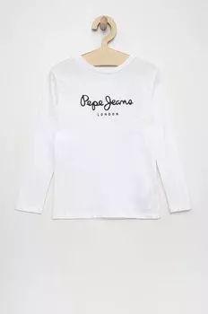 Pepe Jeans лонгслив хлопок детский New Herman, белый