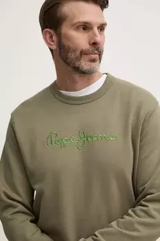 Pepe Jeans NEW JOE CREW хлопковая толстовка, зеленый