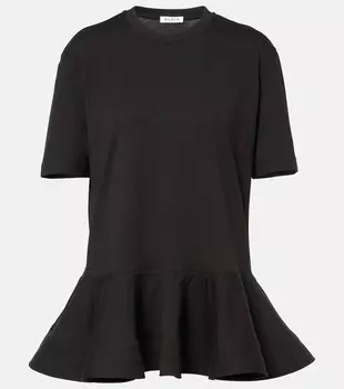 Пеплум из хлопкового джерси, футболка Alaa, Noir Alaia
