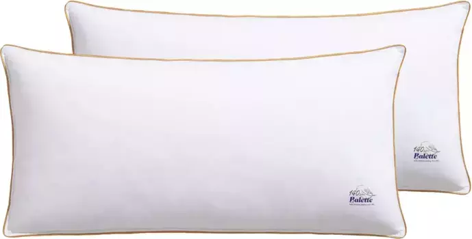 Перьевая подушка Balette "140 Years of Balette - Pillow", (2 шт.), комплект подушек размером 40х80 или 80х80 см, с наполнителем из перьев и пуха 40х80 см, белый