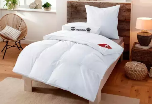 Перьевое одеяло RIBECO "Эмили", очень теплое, наполнитель 100% перо, чехол 100% хлопок, (1 шт.) 155х220 см, белый