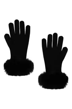 Перчатка люси из искусственного меха Adrienne Landau, черный