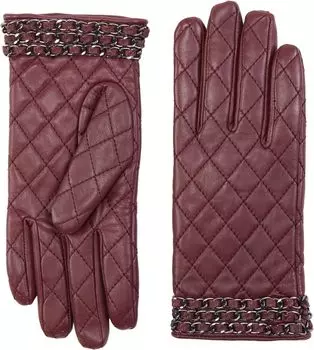 Перчатки Badgley Mischka Quilted Leather Gloves w/ Chain, бордовый