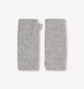 Перчатки без пальцев из кашемира с отделкой в рубчик Johnstons, серый