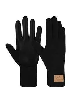 Перчатки без пальцев из мериносовой шерсти с накарой из овчины Normani, черный