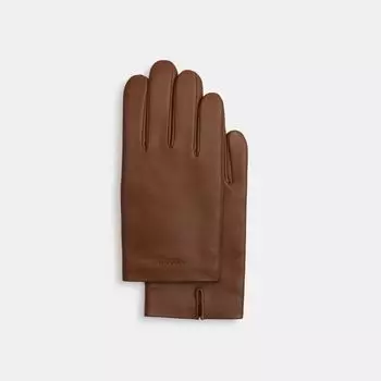 Перчатки Coach Leather Tech Gloves, цвет Dark Saddle