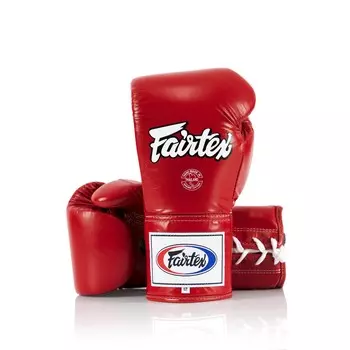 Перчатки Fairtex Pro Competition Gloves - Locked Thumb (Leather), красный