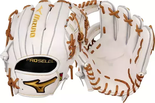 Перчатки Fastpitch Mizuno 11,5 дюймов серии Pro Select, белый/коричневый