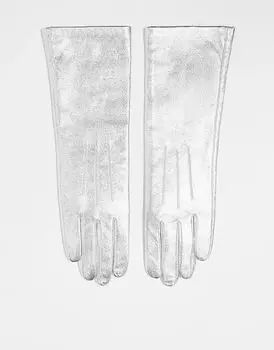 Перчатки Gibson из кожи серебристого цвета Topshop