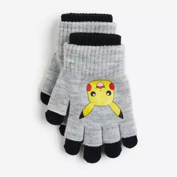 Перчатки H&M x Pokmon Fingerless, серый/черный