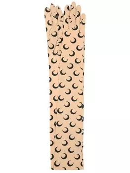 Перчатки из джерси с лунным принтом Marine Serre, нейтральный цвет