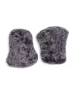 Перчатки из искусственного меха с леопардовым принтом Saks Fifth Avenue, цвет Black Frost