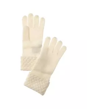 Перчатки из кашемира в технике «корзиночный стежок» sofiacashmere, белый