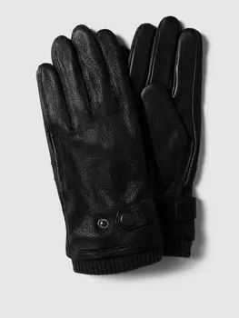 Перчатки из козьей кожи с застежкой-кнопкой Pearlwood, черный