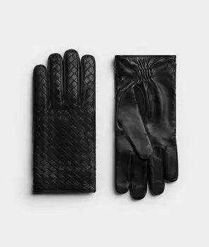 Перчатки из кожи Intrecciato Bottega Veneta, черный