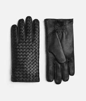 Перчатки из кожи Intrecciato Bottega Veneta, черный