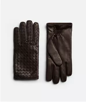 Перчатки из кожи Intrecciato Bottega Veneta, карамельный