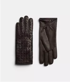 Перчатки из кожи Intrecciato Bottega Veneta, карамельный