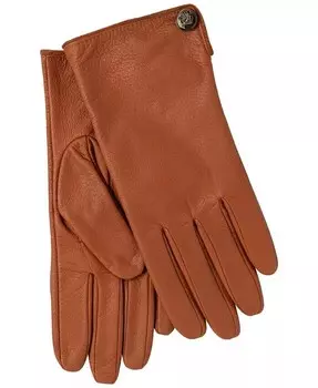 Перчатки из кожи Pebble с пуговицей в виде лошади Lauren Ralph Lauren, коричневый