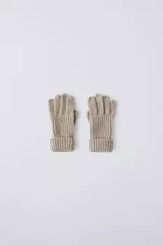 Перчатки из простой шерсти ZARA, песочный