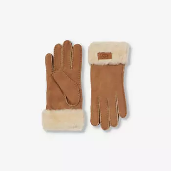 Перчатки из замши и овчины с нашивкой-логотипом Ugg, цвет chestnut