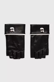 Перчатки Karl Lagerfeld manicotti in pelle, черный