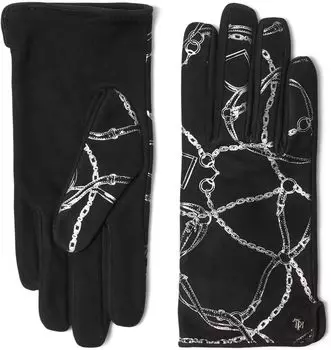 Перчатки LAUREN Ralph Lauren Printed Suede Belting Glove, черный